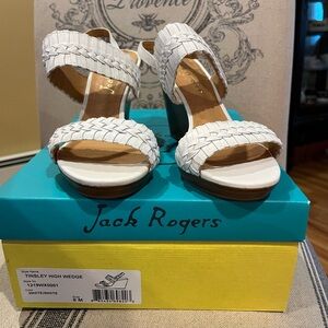 Jack Rogers tinsley high wedge white size 8 never worn outside tried on in home